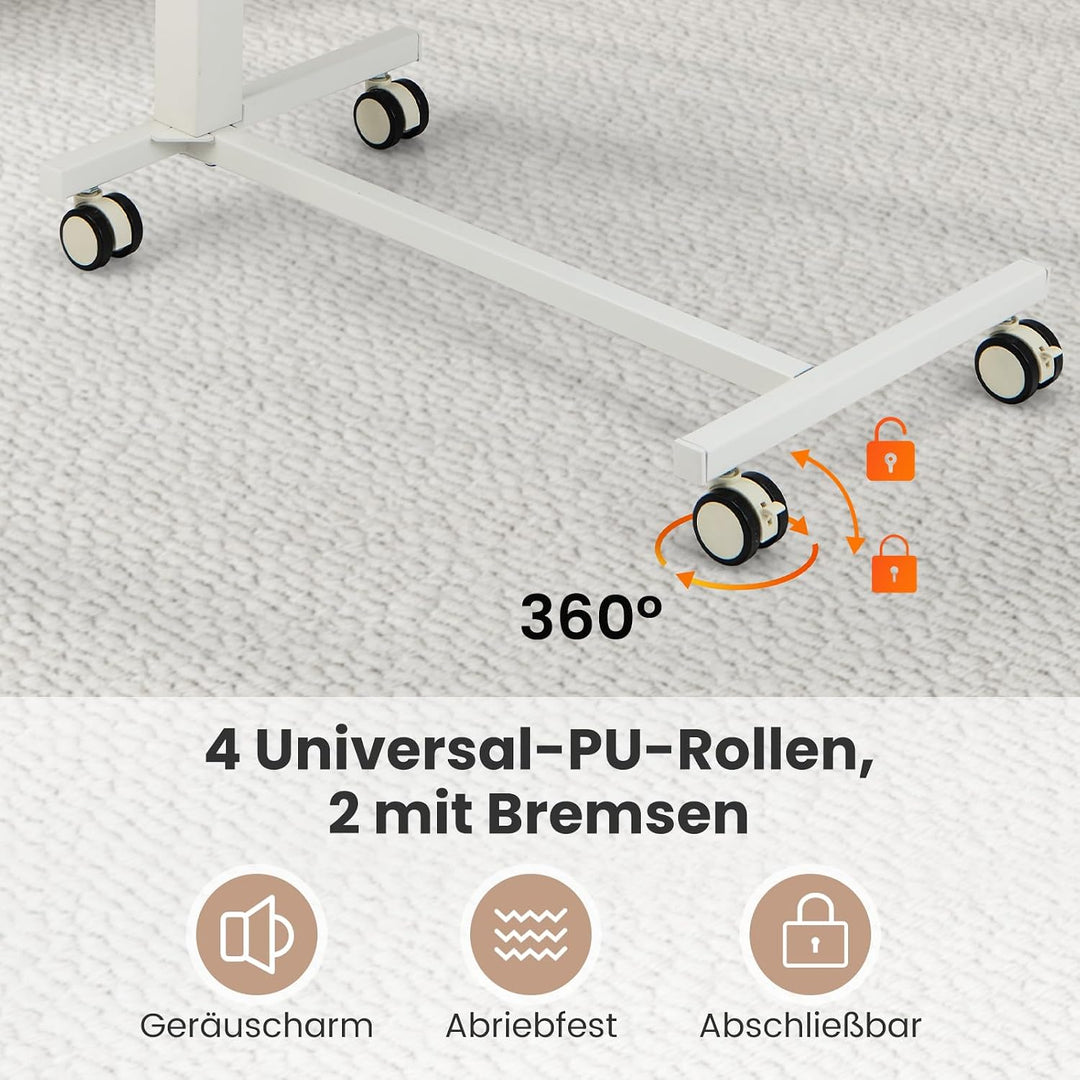 COSTWAY Beistelltisch höhenverstellbar, Laptoptisch mit Rollen 74–108 cm, mobiler Schreibtisch Sofat