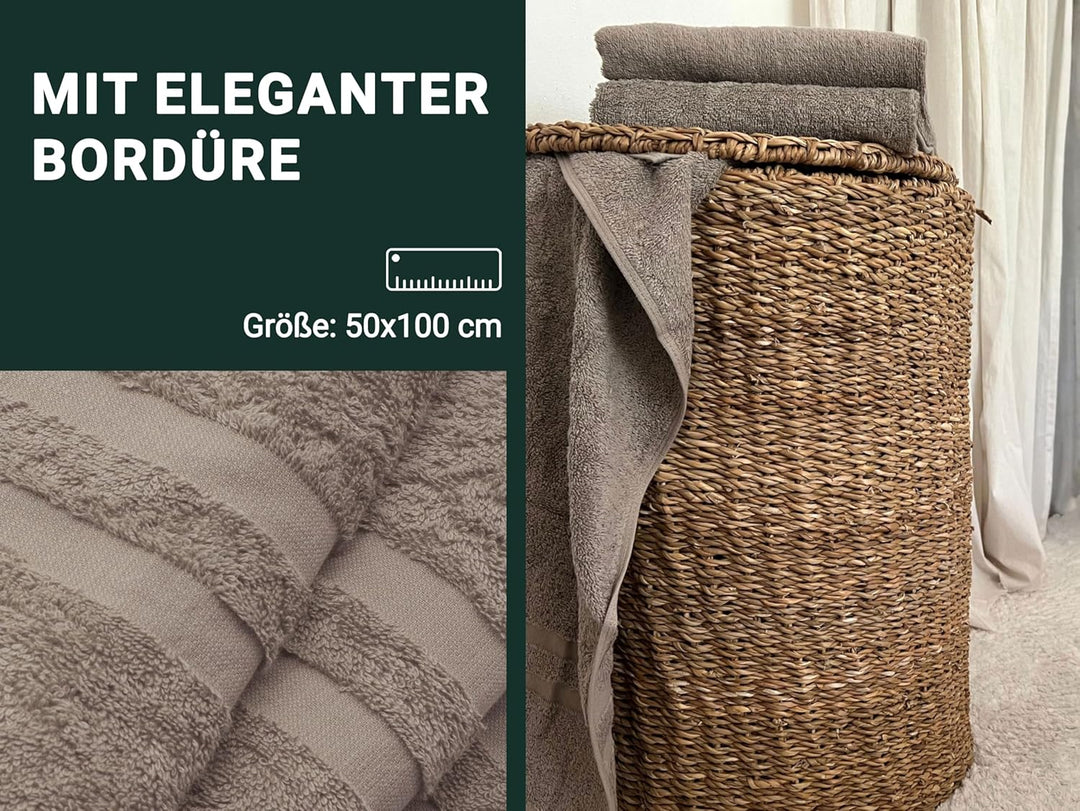 ZOLLNER 10er Set Handtücher in 50x100 cm - Flauschige Duschtücher aus Baumwolle - mit moderner Strei