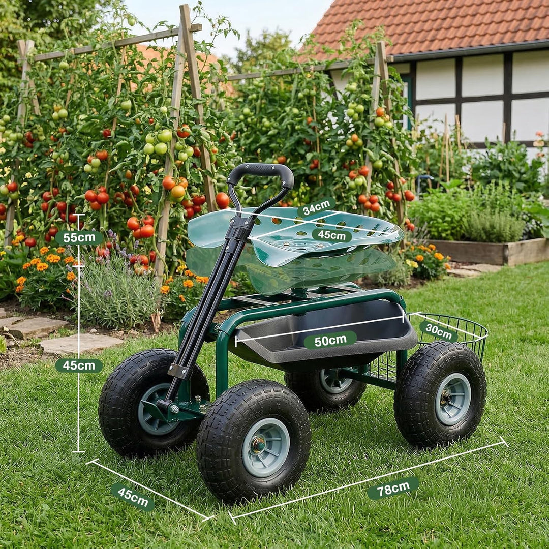 Sekey Gartenrollsitz mit Griff & Ø 25,5cm Reifen - Fahrbarer Rollsitz für Gartenarbeit bis 180kg - 3