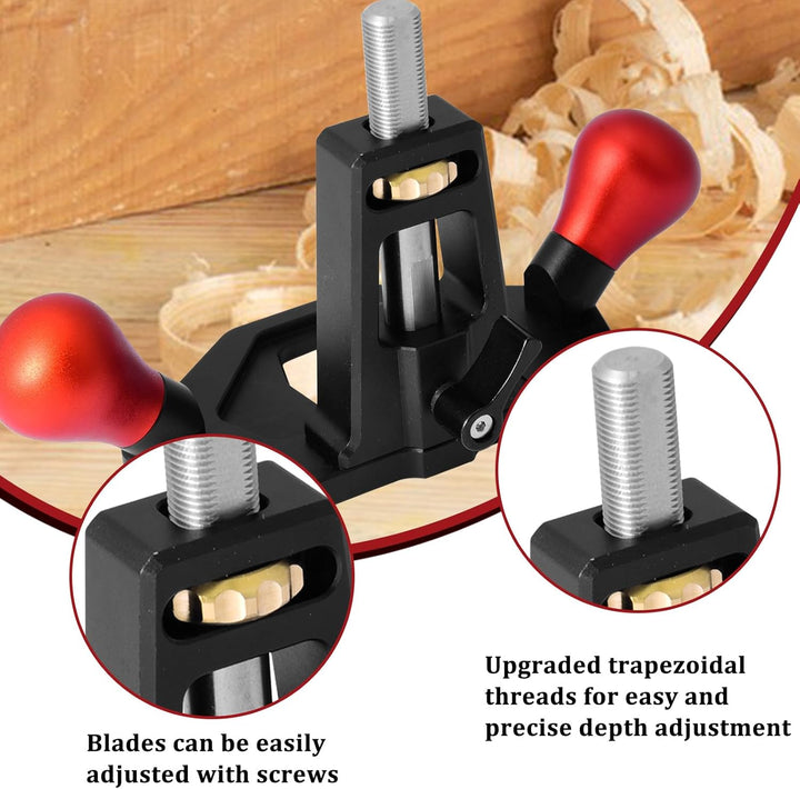 PEESHON Handfräshobel, Grundhobel Einhandhobel mit Verstellbar Nuttiefe 0-25cm Handhobe Router Flugz