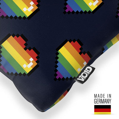 VOID 8-Bit Pride Regenbogen Herzen Kissenbezug Kissenhülle Polyester wasserfest Outdoor Indoor, Kiss