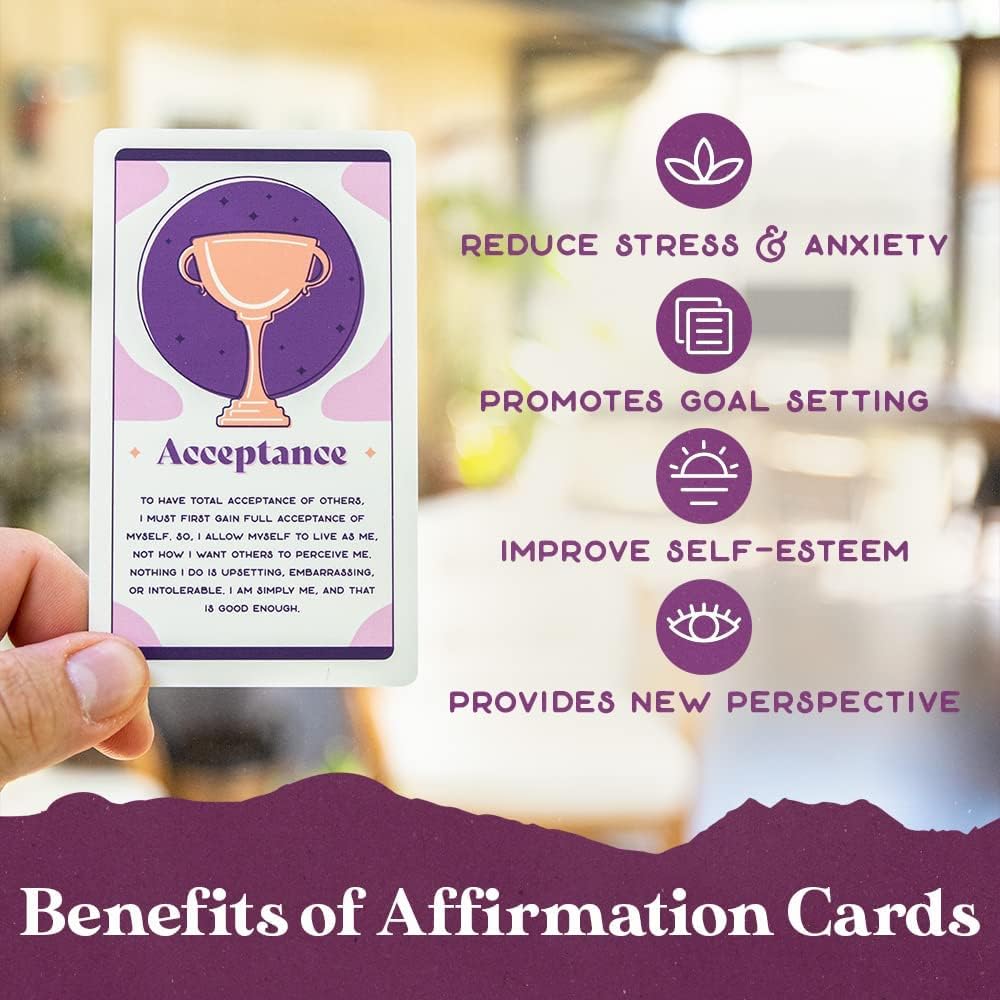 PURPLE CANYON Daily Affirmation Cards for Stress Relief, Meditation, and Motivation | Perfect Mindfu
