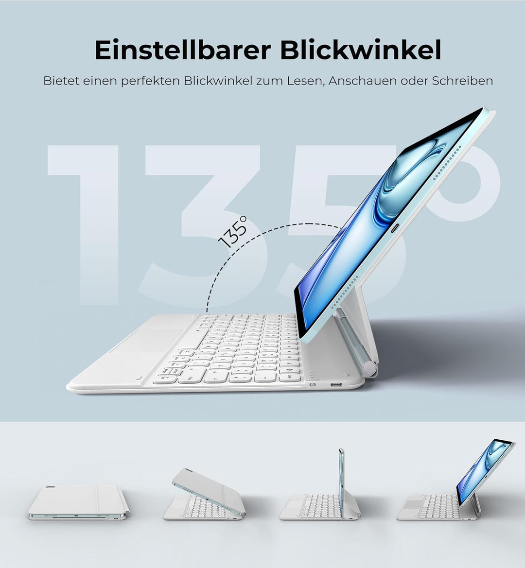Dracool Tastatur Hülle für iPad Pro 12,9 Zoll mit Trackpad Magnetische Freischwebende 7 Farbige Bele