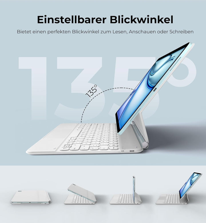 Dracool Tastatur Hülle für iPad Pro 12,9 Zoll mit Trackpad Magnetische Freischwebende 7 Farbige Bele