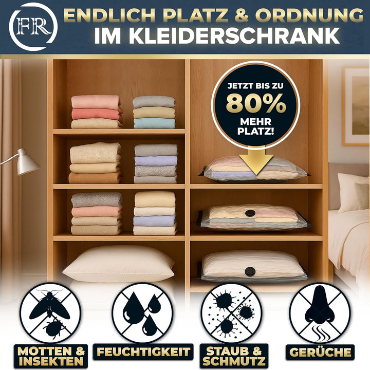 FiRiO® Vakuumbeutel für Kleidung I 6 STÜCK I Grösse L: 80x60cm I Vacuum Bags for Clothing I Staubsau