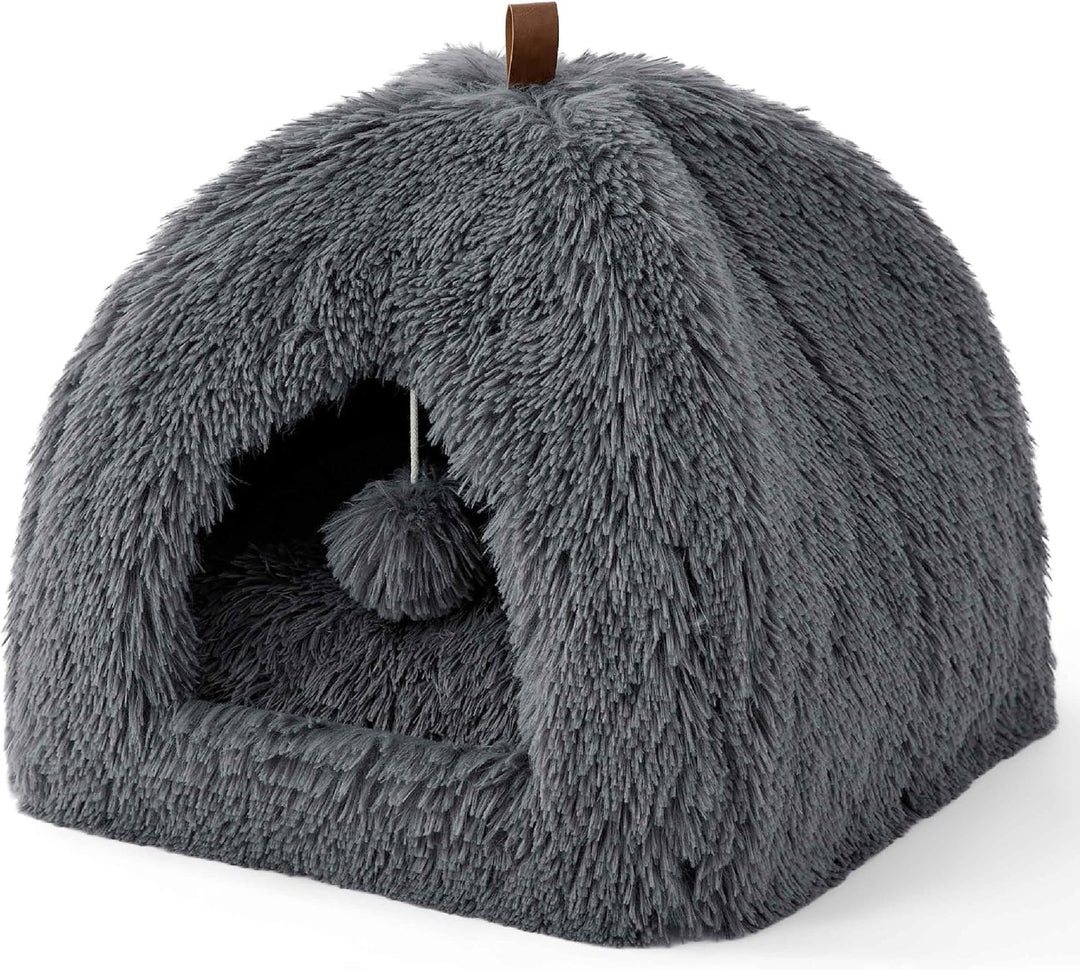 BEDSURE Katzenbett grosse Katzen Katzenhöhle- 40x40x40 cm Plüsch Katzenhaus Indoor mit abnehmbarem K