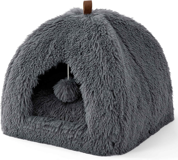 BEDSURE Katzenbett grosse Katzen Katzenhöhle- 40x40x40 cm Plüsch Katzenhaus Indoor mit abnehmbarem K