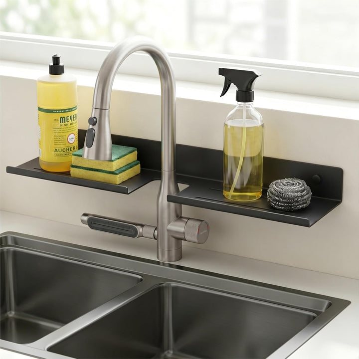 Mai & Mai Waschbecken Ablage, Duschregal zum Bohren oder Kleben, Waschbeckenregal über Wasserhahn, W