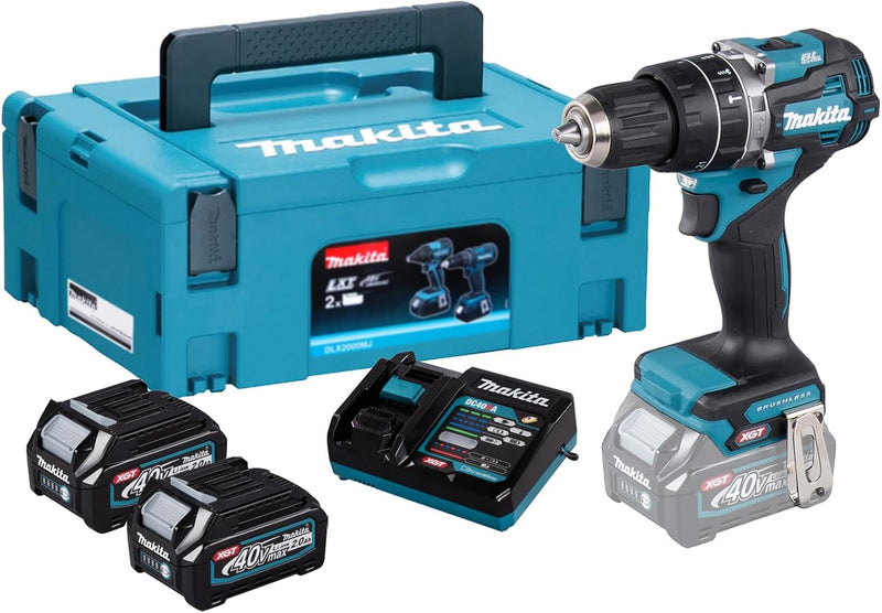 Makita HP002GA202 Akku-Schlagbohrschrauber 40V max. / 2,0 Ah, 2 Akkus + Ladegerät im MAKPAC mit 2 Ak