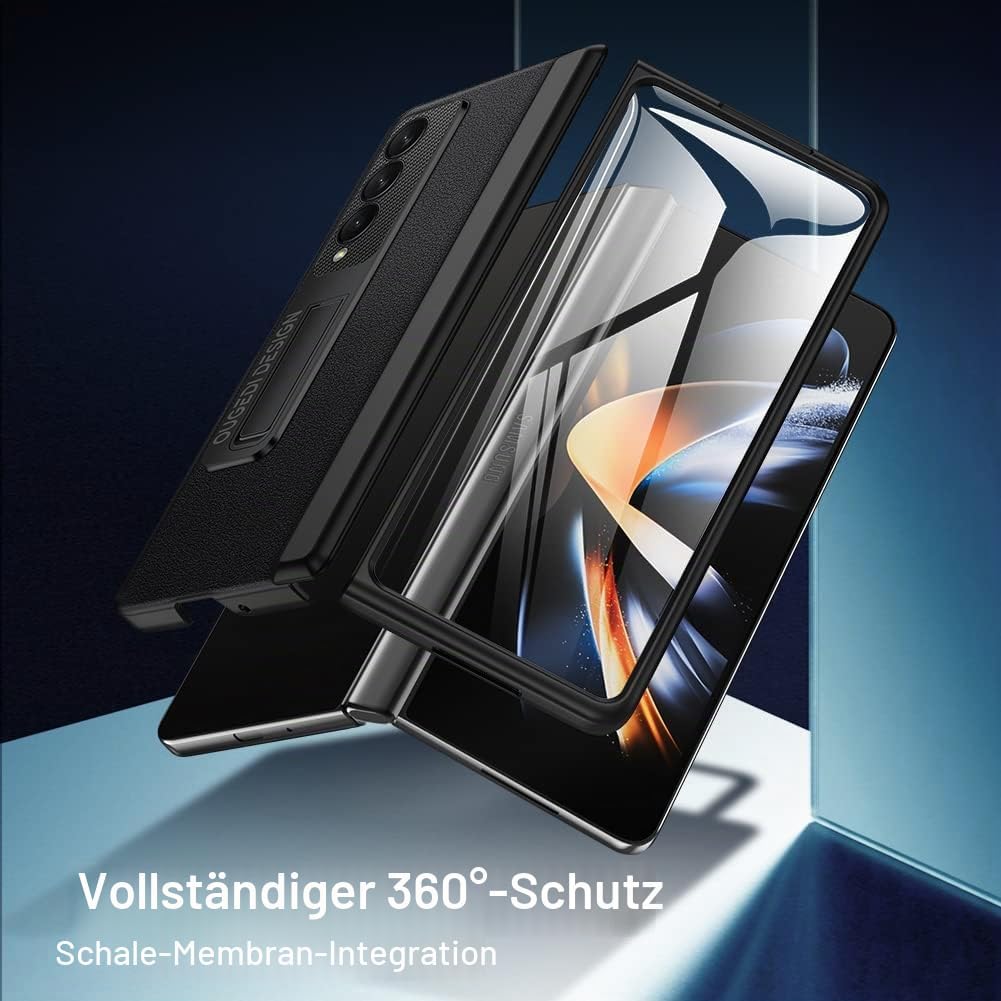 LEIAU Schutzhülle für Samsung Galaxy Z Fold 4, magnetisch, Ständer, mit Scharnierschutz – Leder-Schu