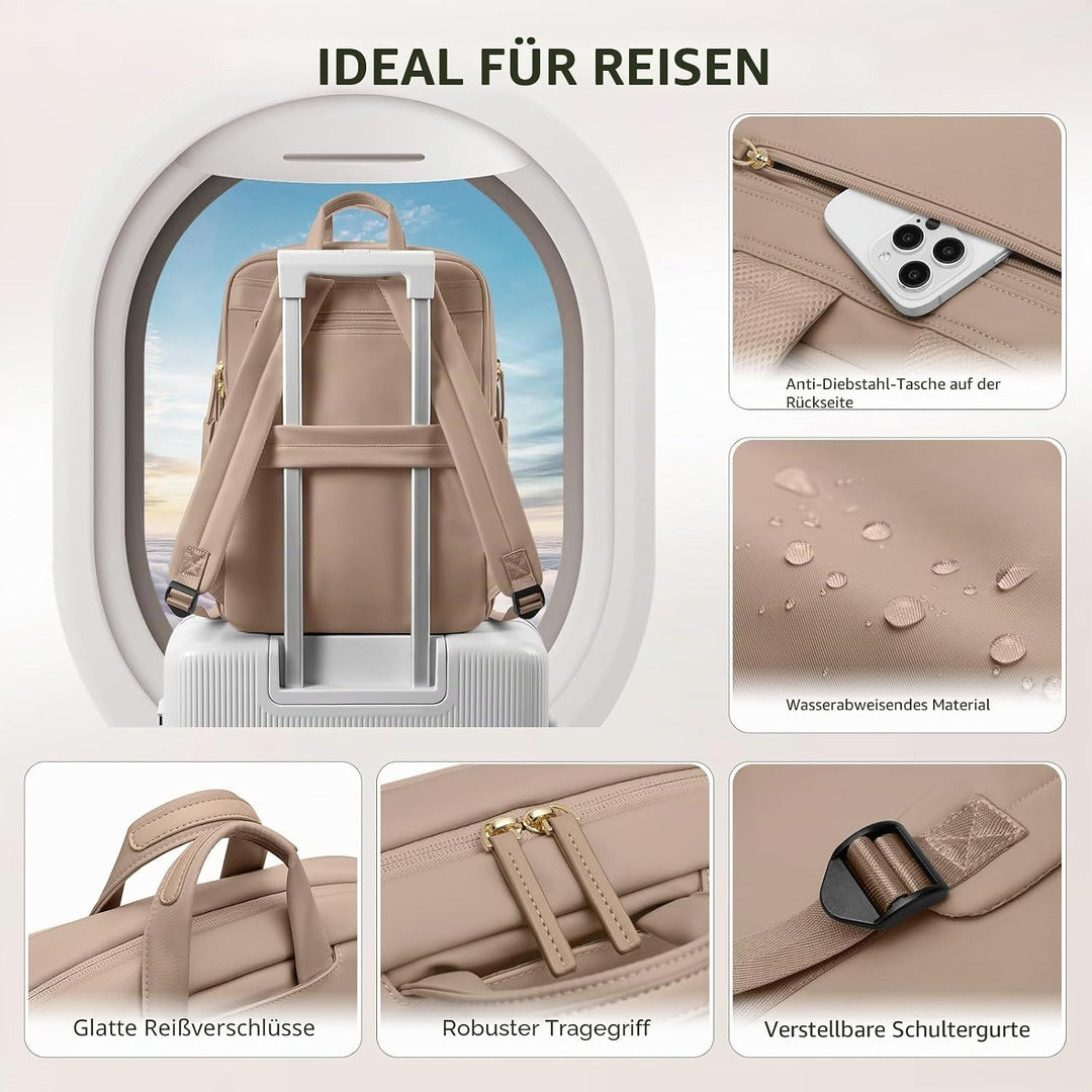 Schlanker Laptop-Rucksack für Damen, leichter Business-Rucksack für Damen, Computertasche, Geldbörse