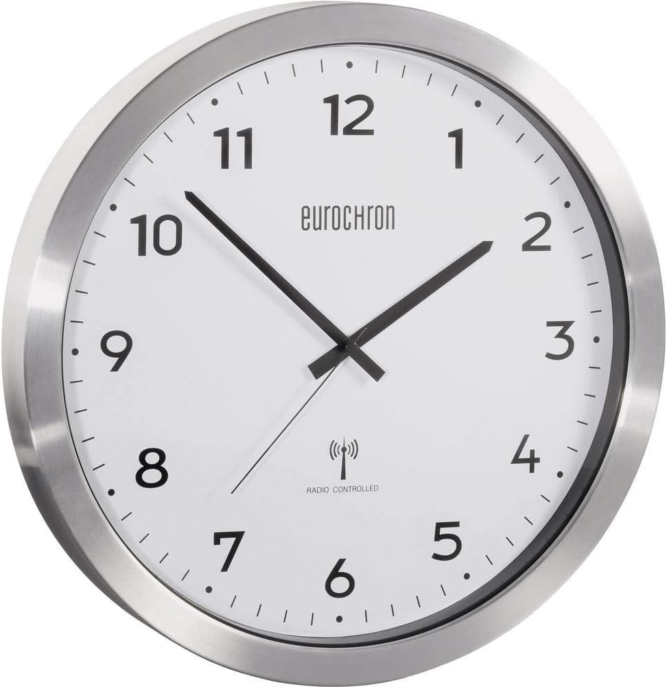 Eurochron EFWU 2600 Funk Wanduhr 38 cm Aluminium (gebürstet)