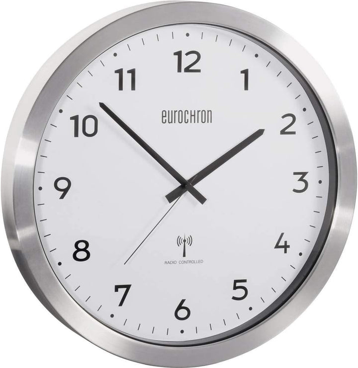 Eurochron EFWU 2600 Funk Wanduhr 38 cm Aluminium (gebürstet)