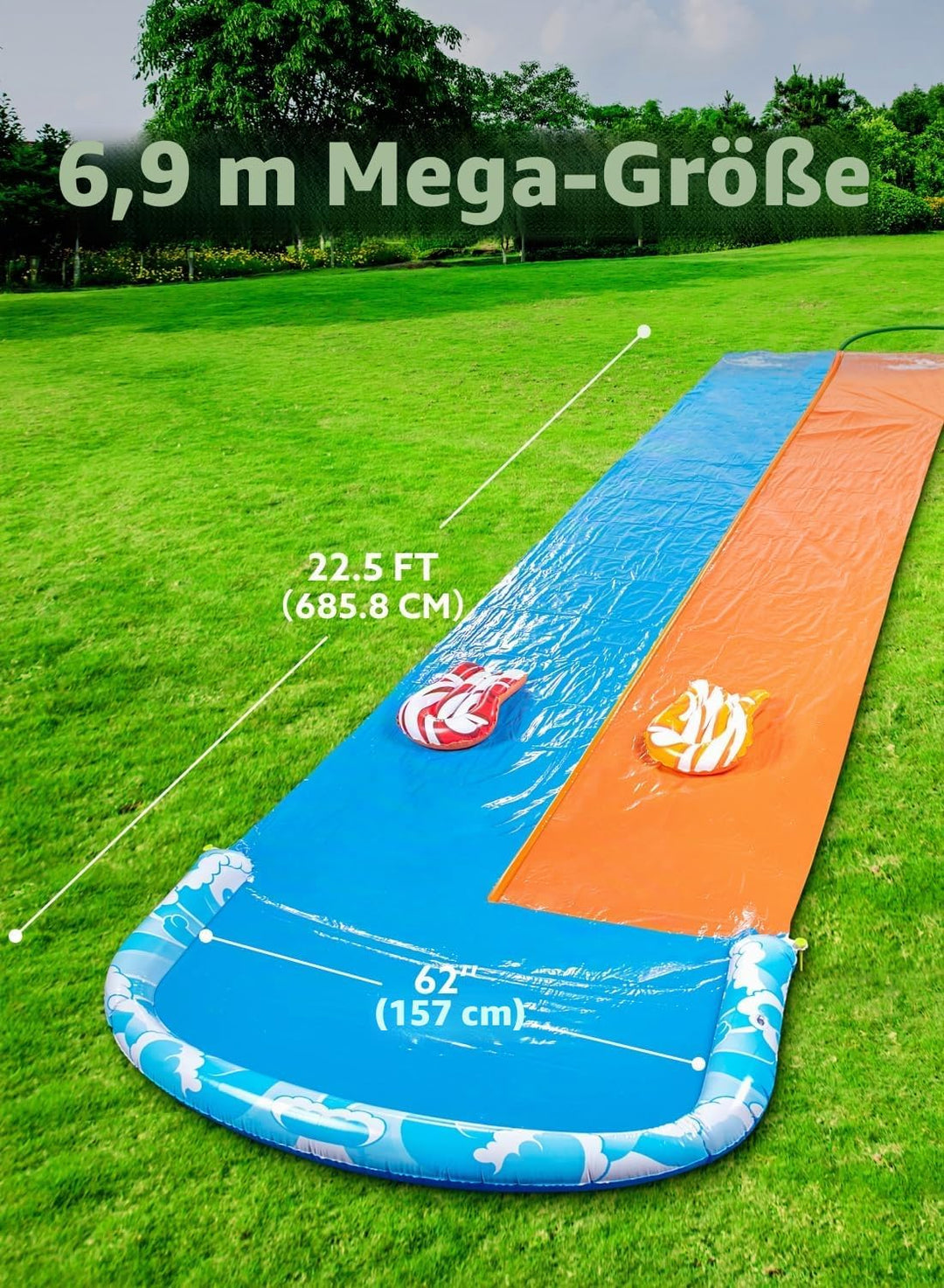 JOYIN 609 CMx 157 cm Slip and Slide Water Slide with 2 Bodyboards, Summer Toy with Build in Sprinkle