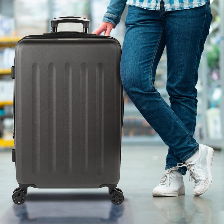 SKPAT Reisekoffer-Set, 4 Räder, Reisekoffer-Set, leicht, mit Zahlenschloss Antrazit M, Antrazit M