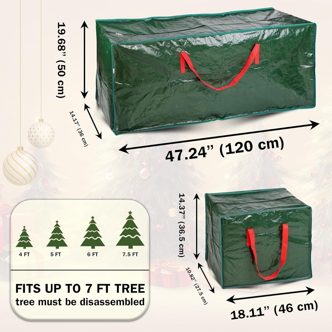 ARSUK Aufbewahrungstasche für Weihnachtsbäume, mit 2 Aufbewahrungstaschen für Weihnachtsdekorationen