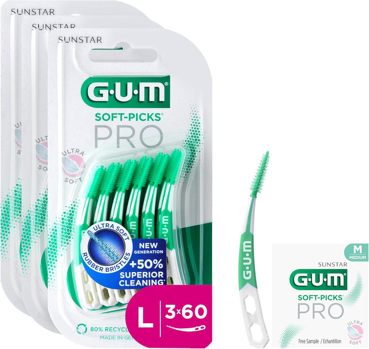 GUM SOFT-PICKS PRO Interdentalreiniger | gebogene Form für leichten Zugang zu schwer zugänglichen St