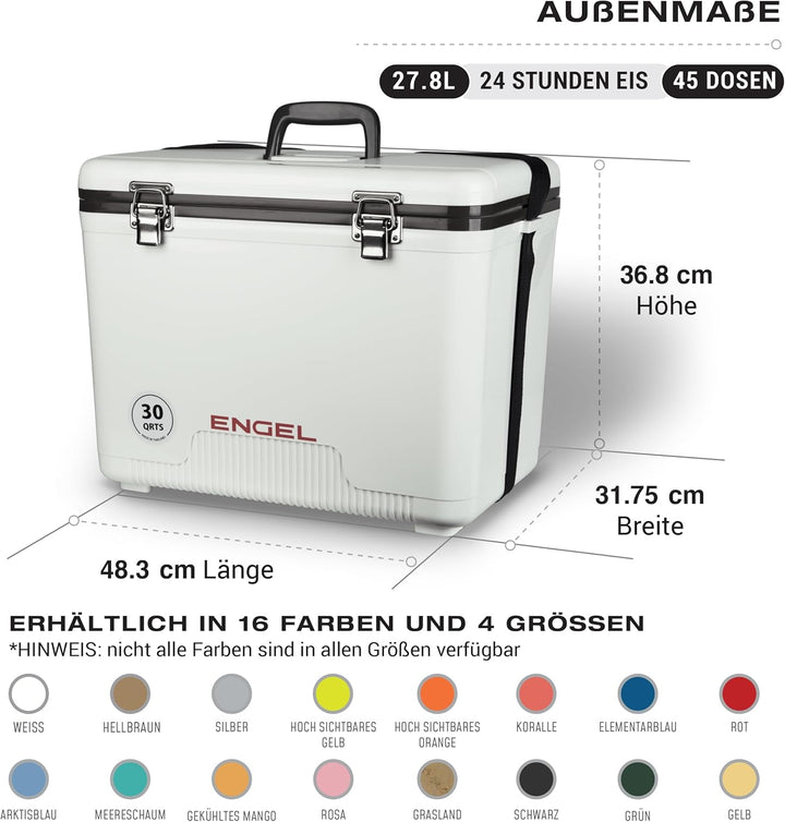 ENGEL Kühlbox 30qt (28,4 Liter) Auslaufsicher, Luftdicht, Tragbare Kühlbox für Camping, Angeln, Wand