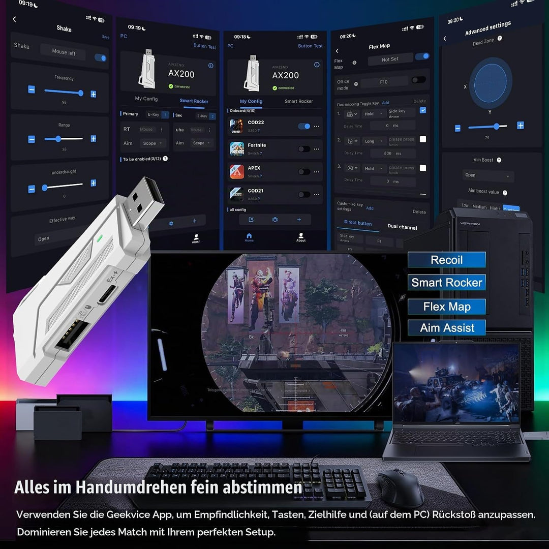 Joso AX200 Tastatur- und Mausadapter für N/Switch (alle Modelle) und PC-Tastaturkonverter für FPS-/T