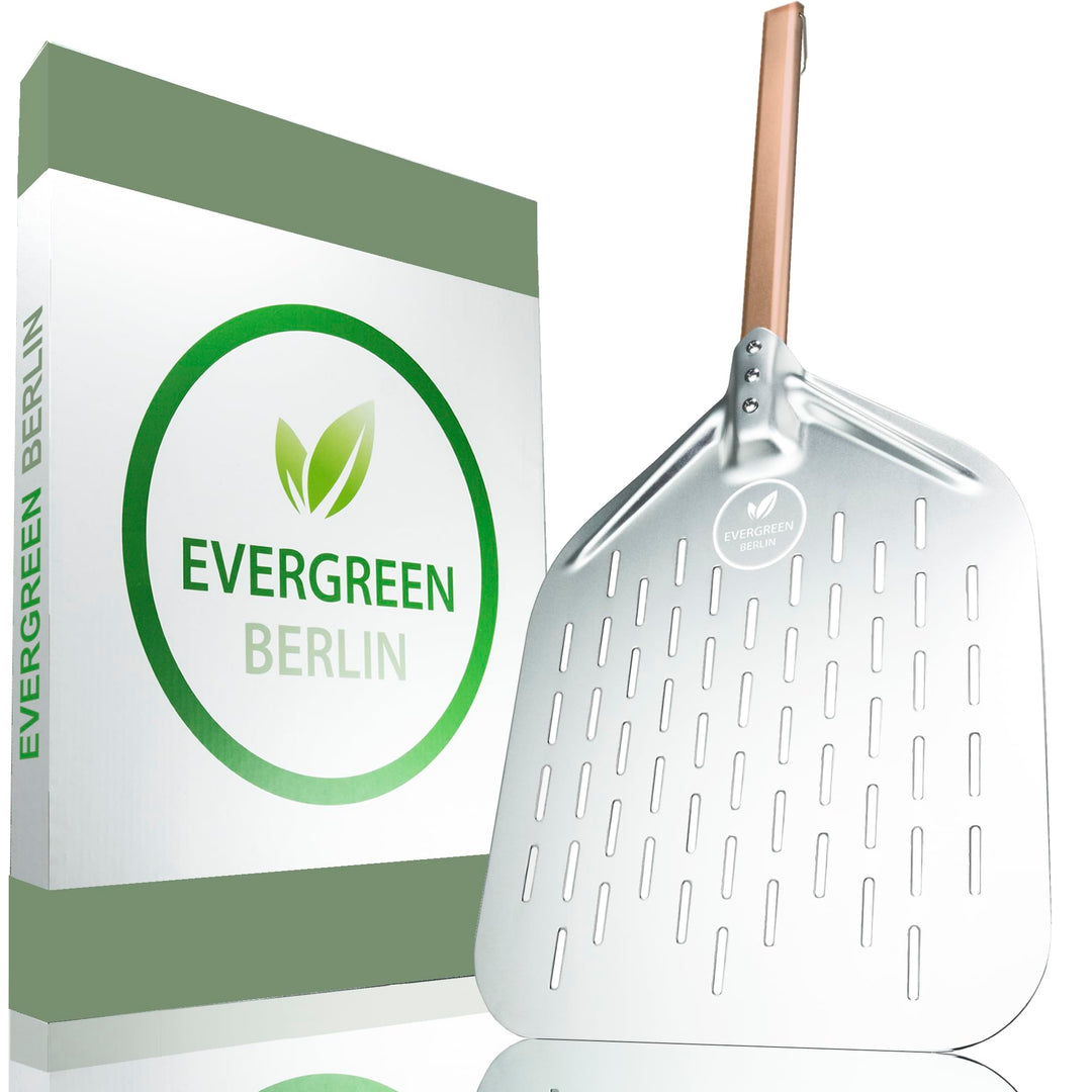 EVERGREEN BERLIN | DAS ORIGINAL - Pizzaschieber Perforiert - Pizzaschaufel gelocht aus Aluminium und