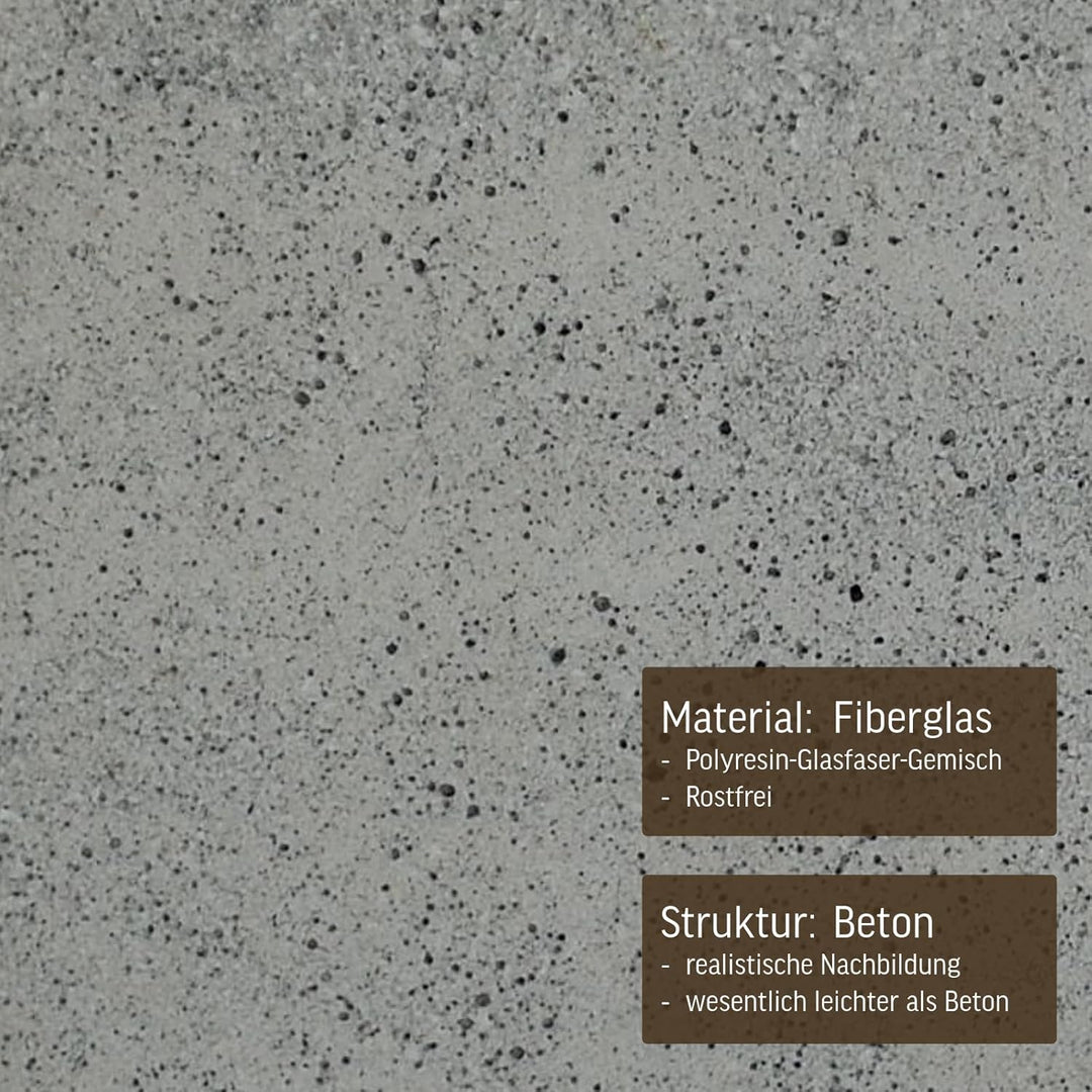 VIVANNO Pflanzkübel Blumenkübel Pflanzsäule Fiberglas Beton-Design grau Block - 60x30x30 cm 60x30x30