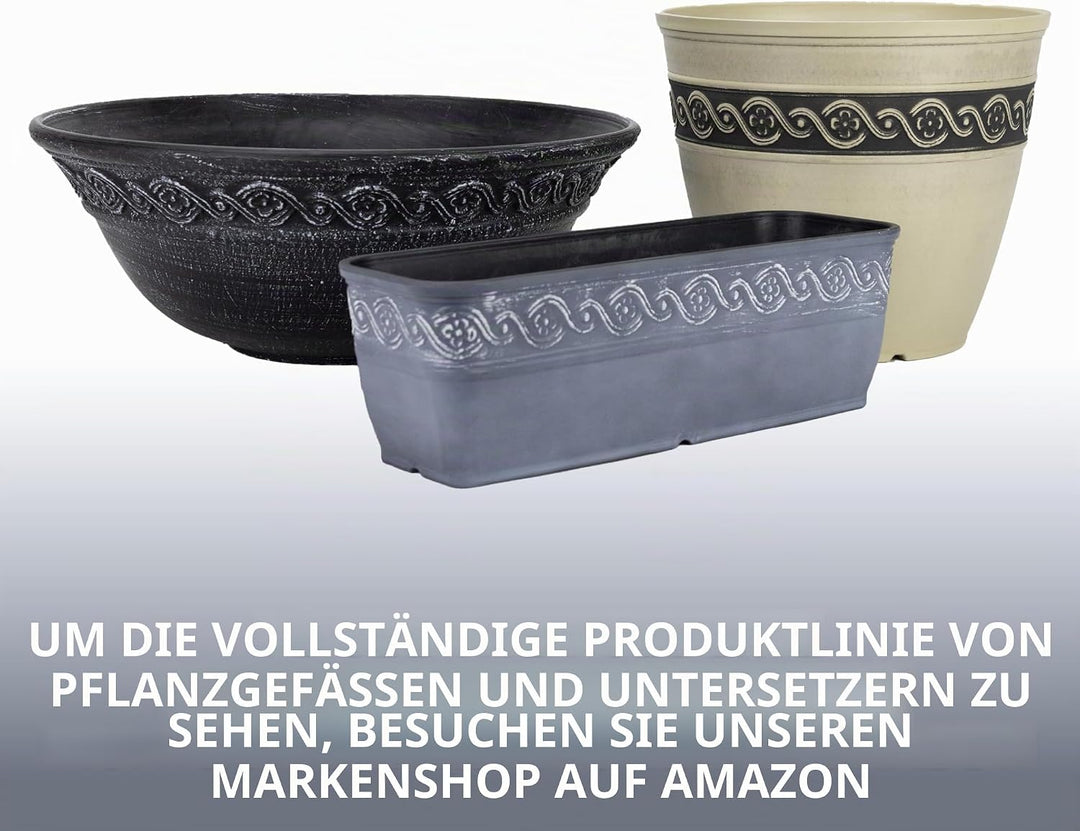 Classic Home and Garden Korinthischer Blumentopf aus Kunstharz, rechteckig, Betongrau, 45,7 cm 18" T