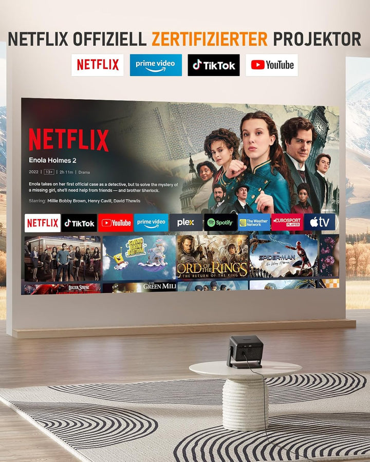 Smart Mini Beamer 【Netflix Offiziell ＆ Autofokus / 6D Trapezkorrektur 】 28000L WiFi6 Bluetooth Beame