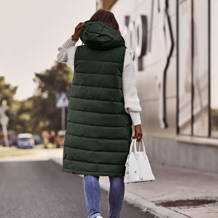 Duohropke Steppweste Damen Lang mit Kapuze Elegant Übergangsjacke Damenwesten Longweste Steppjacke P