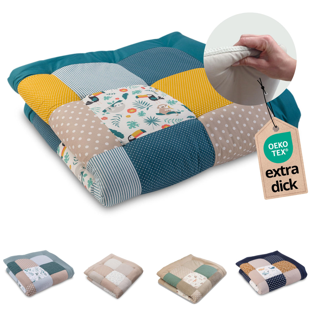ULLENBOOM ® Baby Krabbeldecke 120x120 cm gepolstert Dschungel (Made in EU) - Krabbeldecke für Baby m