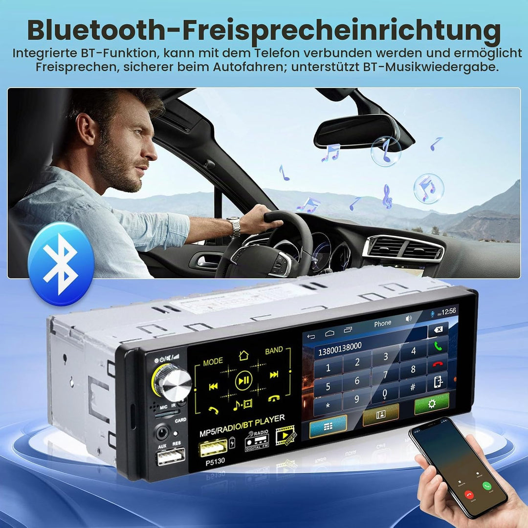 RDS Autoradio 1 Din Bluetooth Freisprecheinrichtung Autoradio mit 4.1 Zoll Bildschirm 1 Din Auto Rad