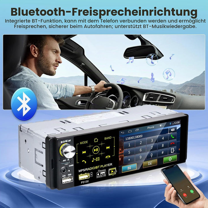 RDS Autoradio 1 Din Bluetooth Freisprecheinrichtung Autoradio mit 4.1 Zoll Bildschirm 1 Din Auto Rad