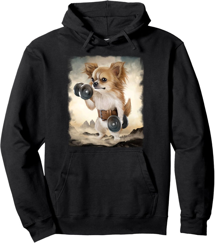 Chihuahua Muskeltraining Gewichtheben mit Hantel Pullover Hoodie