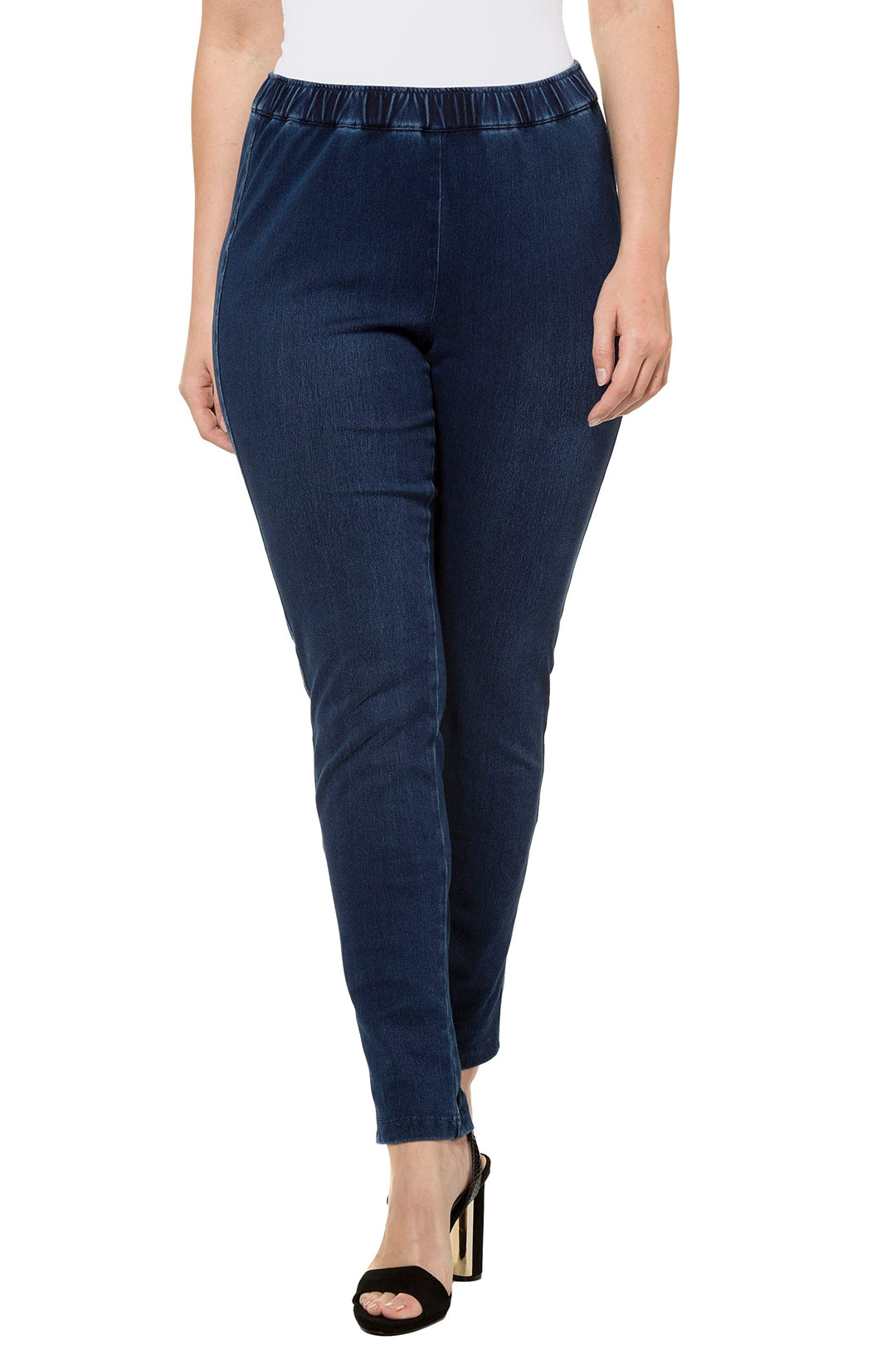 Ulla Popken Damen Jersey-Jeans Hosen, 33W / 32L Dunkelblau