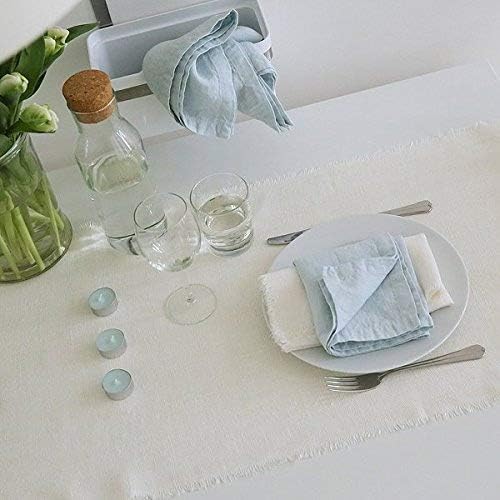 Linenme Servietten, eisblau, Stonewashed-Optik, 53 cm x 53 cm, 4 Stück 53x53x0.5 cm, 53 x 53 cm (4er