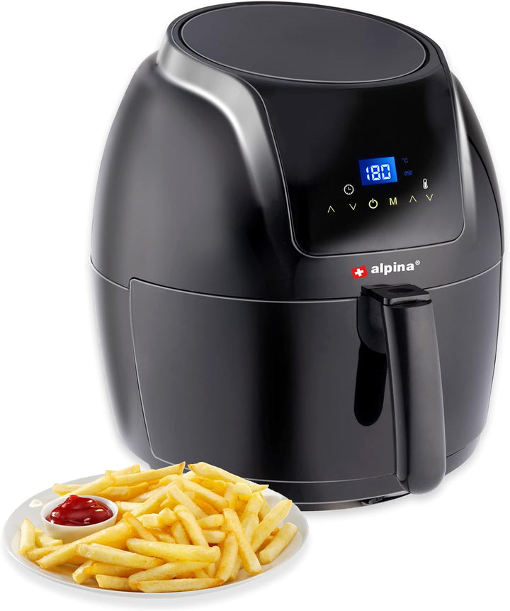alpina Heissluftfritteuse - 5 Liter - 230V - Airfryer - Digitaler Touchscreen - Huhn, Gemüse, Brot,