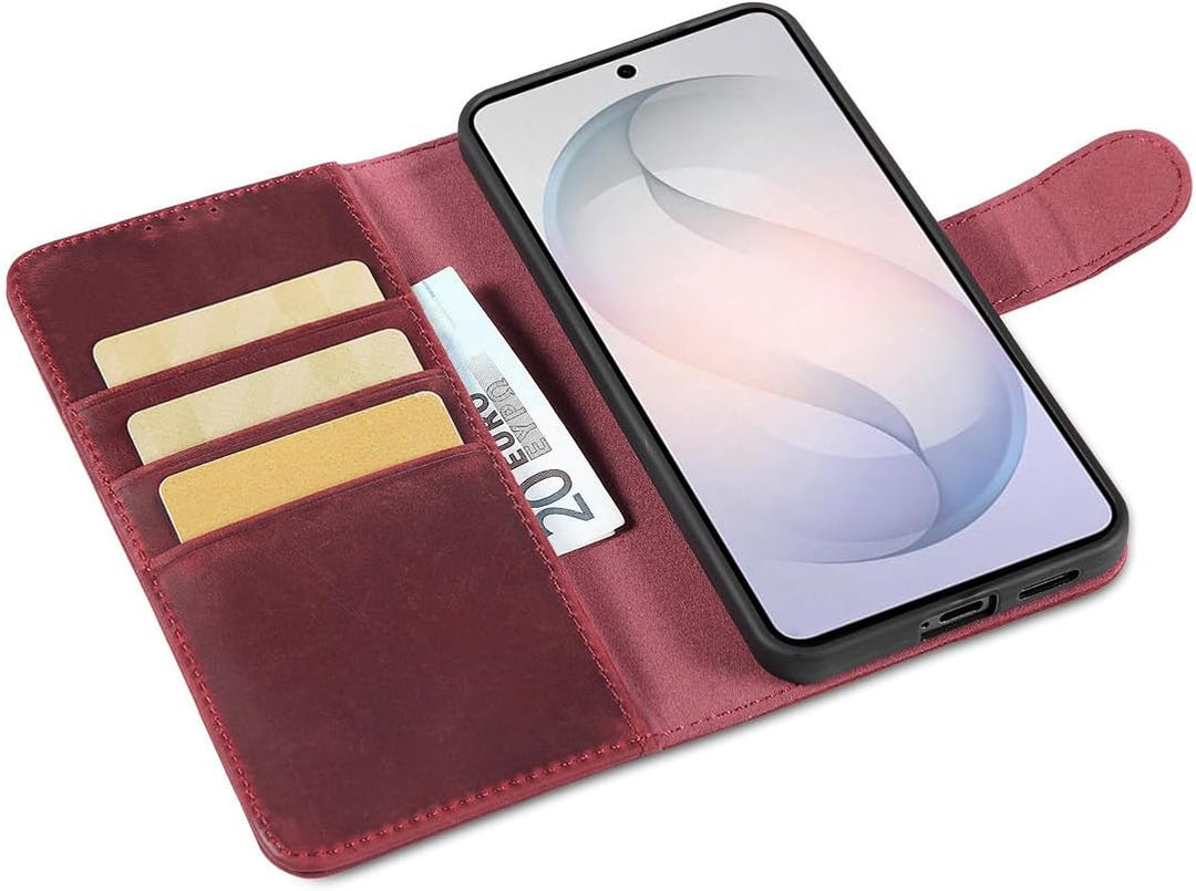 LENSUN Lederhülle für Samsung Galaxy S26, Echtleder Handyhülle [Brieftasche][RFID Schutz][Standfunkt