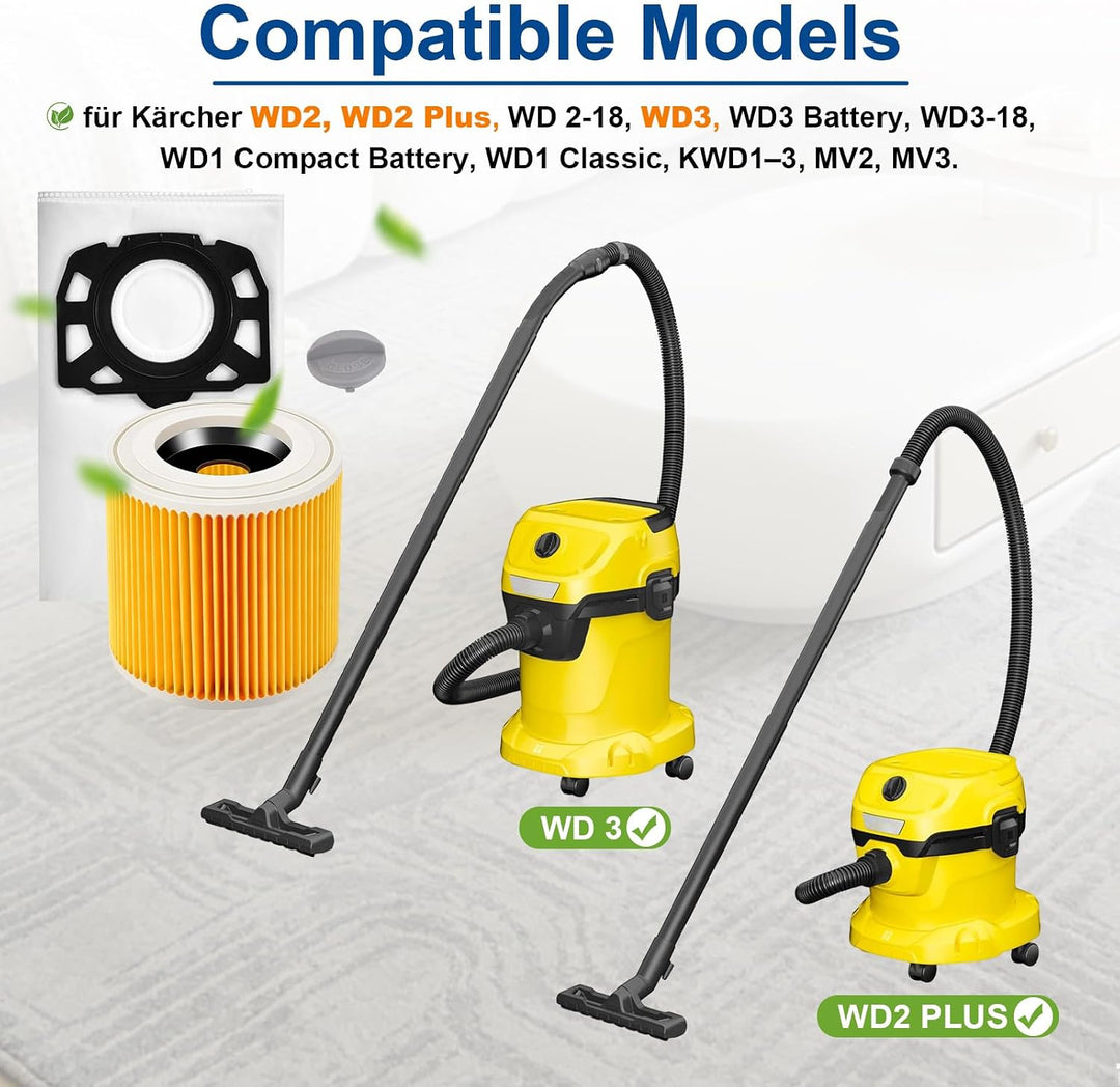KFI 357 Staubsaugerbeutel + KFI 3310 Filter für Kärcher WD3 WD2/WD2 Plus