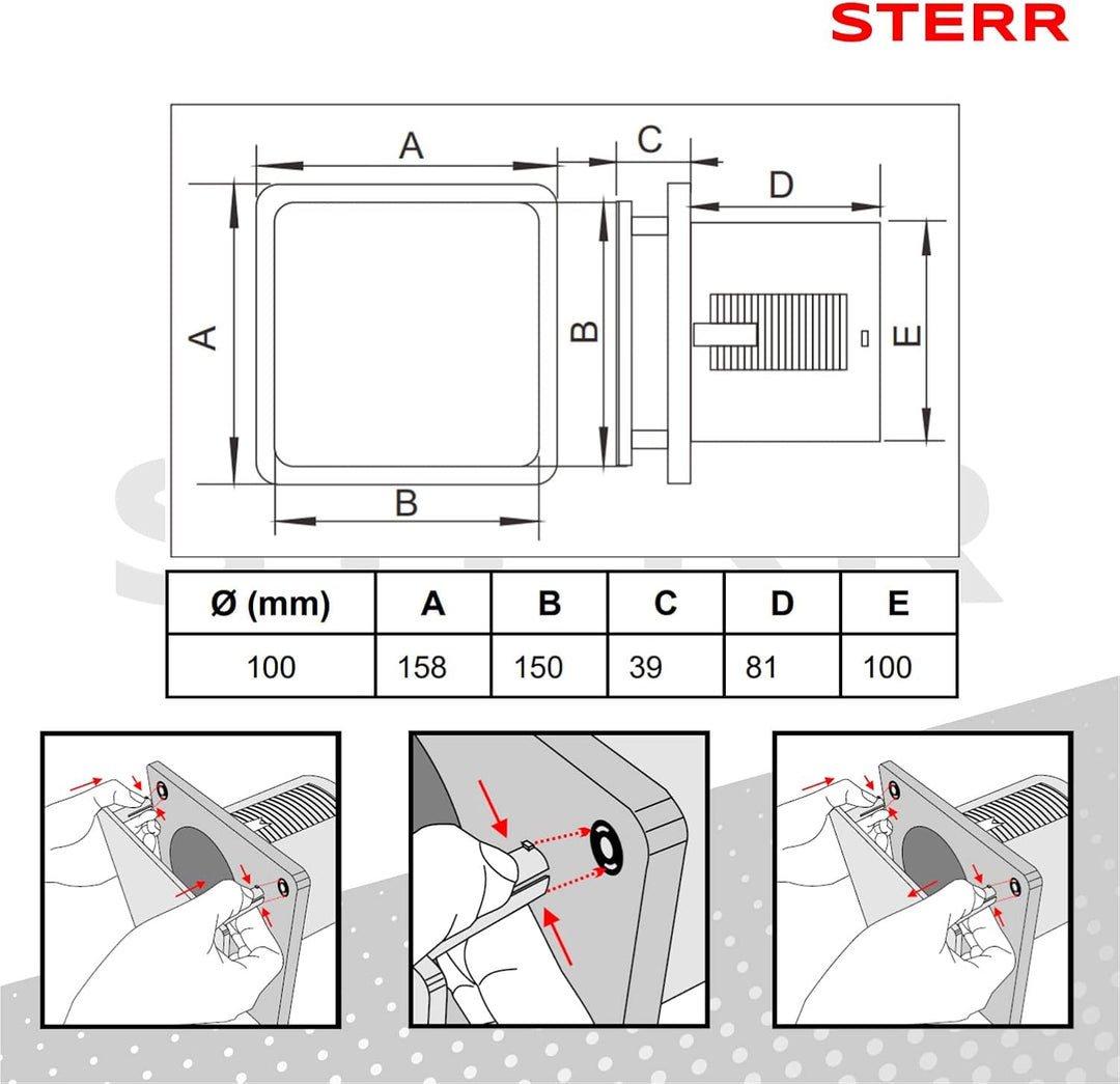 STERR - Schwarz Badezimmerlüfter mit Glasfront -