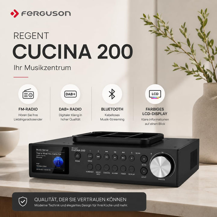 Regent Cucina 200 Küchenradio Unterbau Dab Radio mit Bluetooth FM/DAB+ Radio mit Led Leiste Küche, F