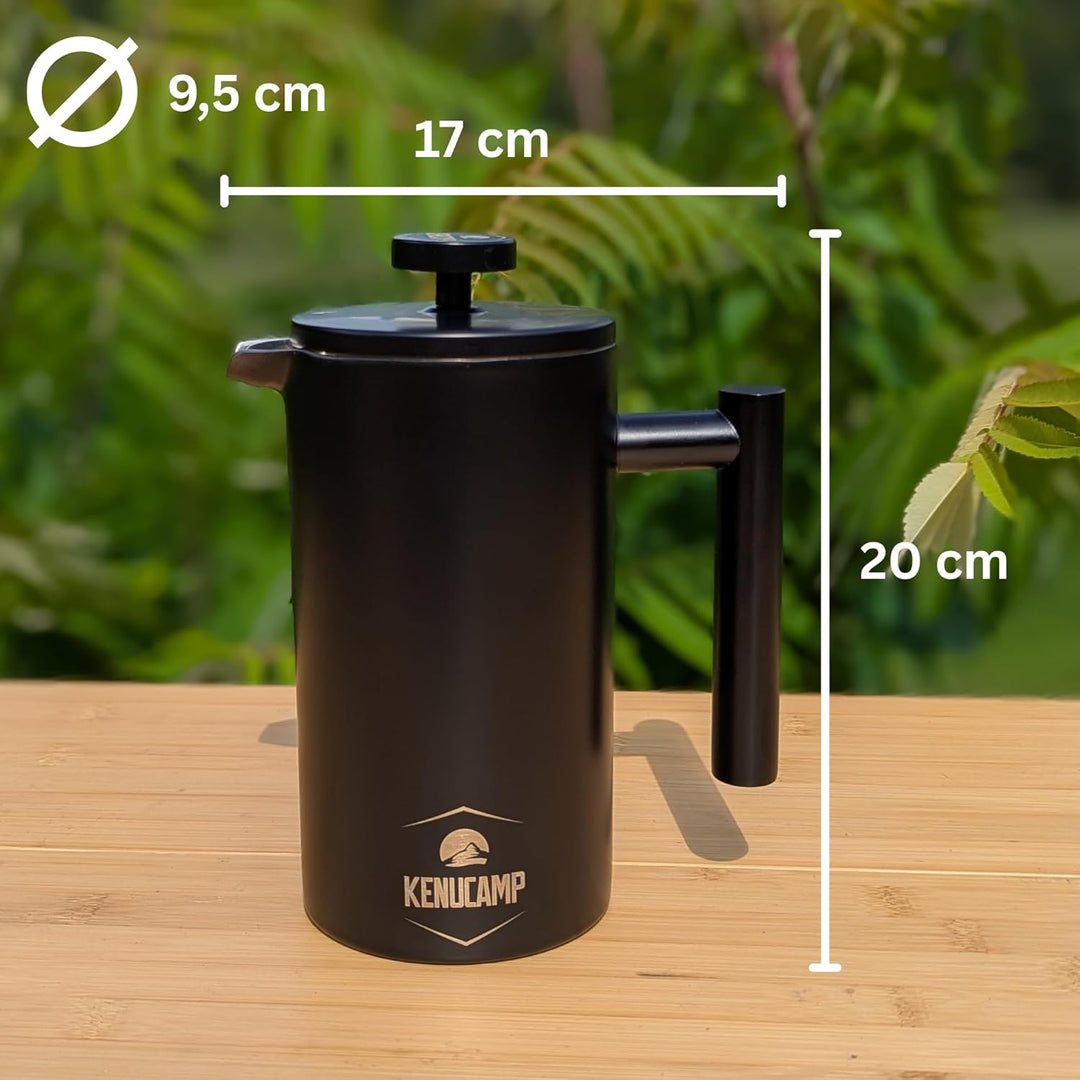 French Press 800ml – Isolierende Edelstahl Kaffeepresse (Schwarz), Doppelwandig & Langlebig, Thermo