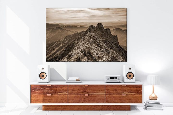 deyoli Japanischen Alpen Effekt: Sepia Format: 80x60 als Leinwandbild, Motiv fertig gerahmt auf Echt