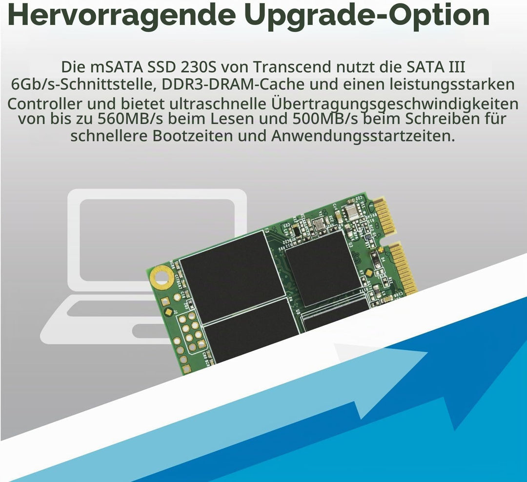 Transcend Highspeed 128GB interne mSATA SSD SATA III (6Gb/s), zum Aufrüsten von Ultrabooks, Tablets