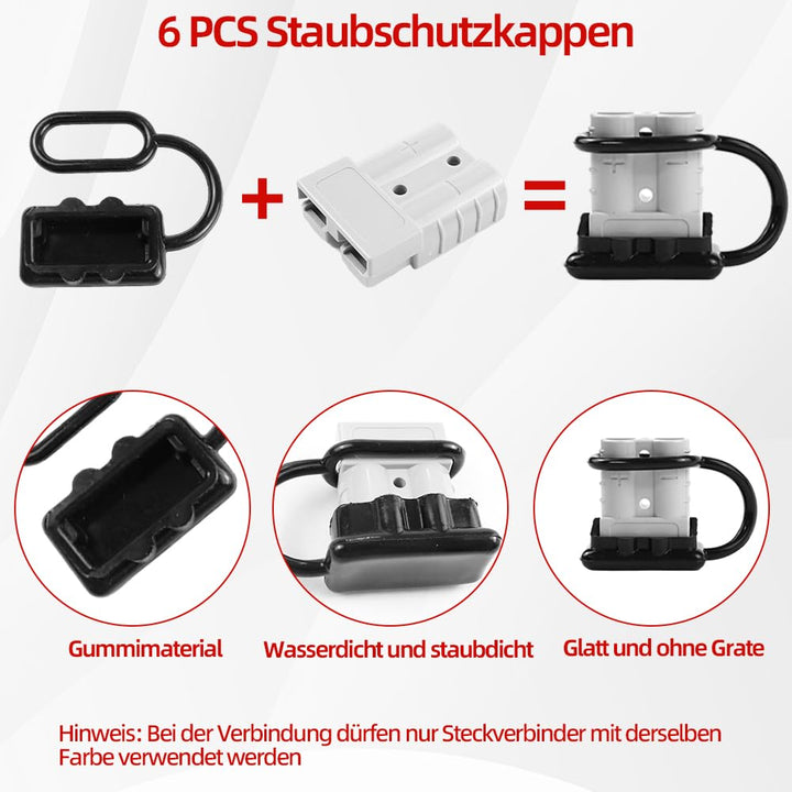 12 Stück Anderson Stecker 50A 600V, Batterie Schnelltrennstecker, Hochstromstecker 50A für Auto, Woh