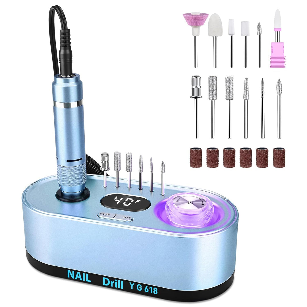 Elektrische Nagelfeile Nagelfräser Professioneller, 40000U/Min, LCD Maniküre Pediküre Set mit Multif