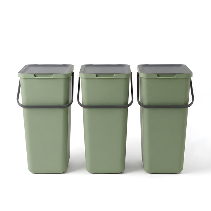 Mülltrennsystem 3 fach, 3x 32l grün, gross, Mülleimer freistehend, geruchsdicht, 34x28x53(H) cm, Grü