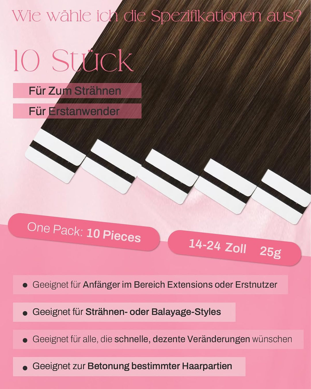 Moresoo Nahtlose Tape in Extensions Echthaar Braun Haarverlängerung Echthaar Tapes Dunkelbraun bis G