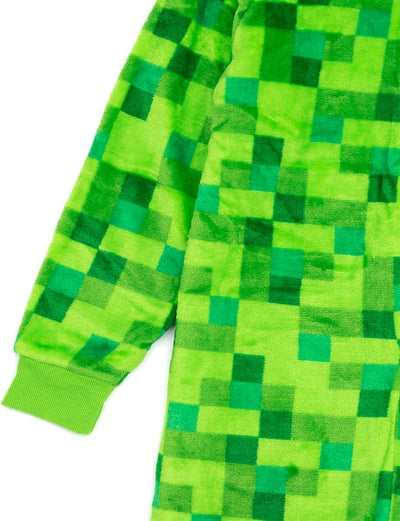 Minecraft Onesie Pixelated Creeper Sleepsuit Gamer Geschenk für Jungen 10-11 Jahre Grün, 10-11 Jahre