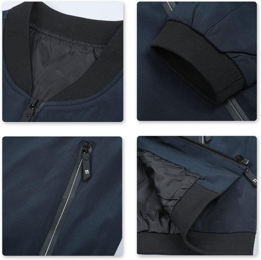 YOUTHUP Herren Übergangsjacke Leichte Sommer Freizeit Bomberjacke Outdoor Sportjacke, Blau-1801
