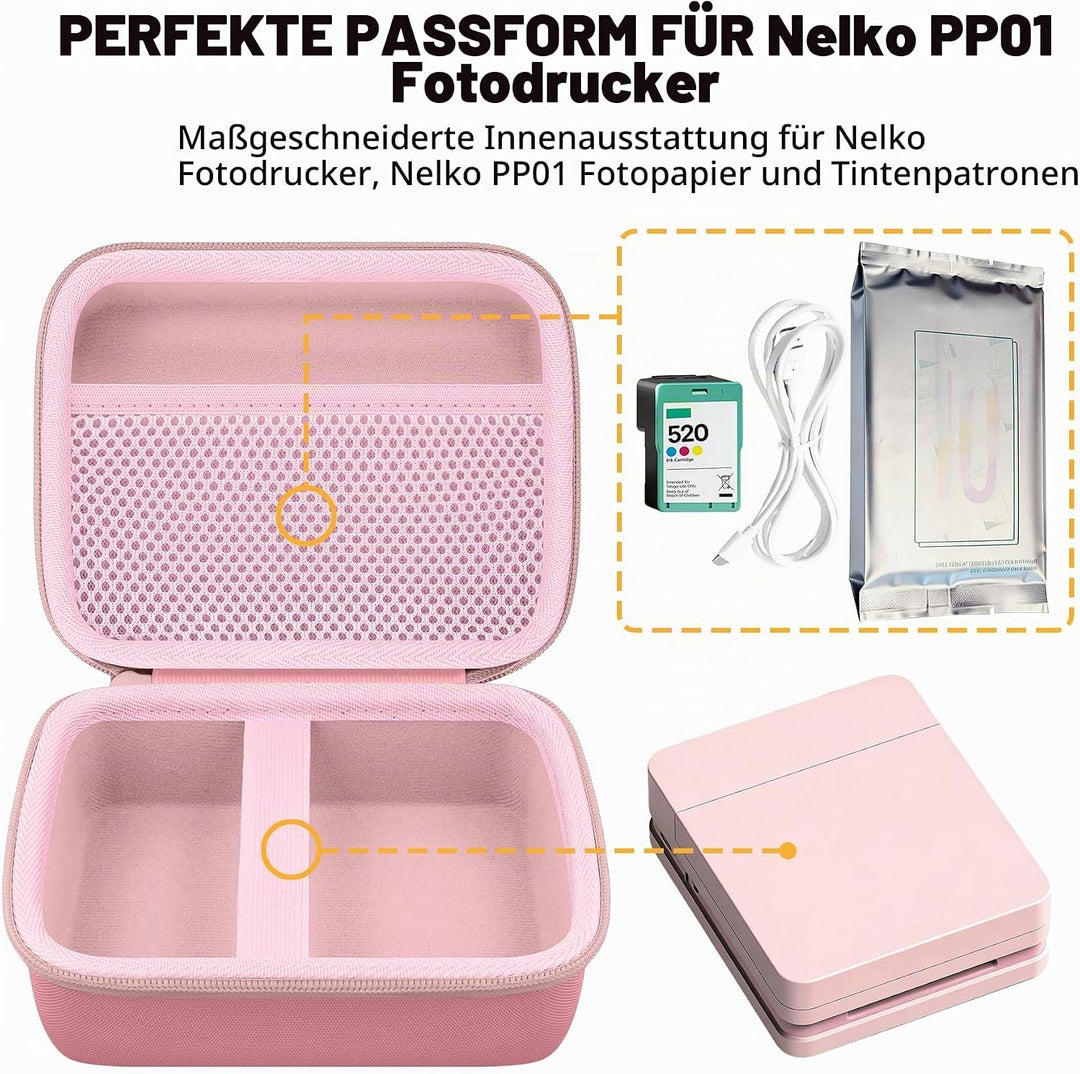 Khanka Hülle für Nelko Fotodrucker PP01 Farbe Tragbarer Mini Fotodrucker, Tragetasche mit Netzfach f