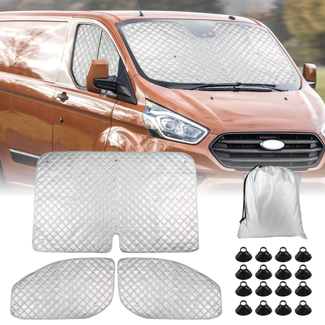 Thermomatte Fahrerhaus Innen für Transit Custom 2012-2024, 3 STK Wasserdicht UV-Proof Sonnenschutz A